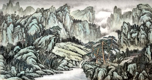 把大自然赋予人类的山山水水用手中的画笔描绘岀来